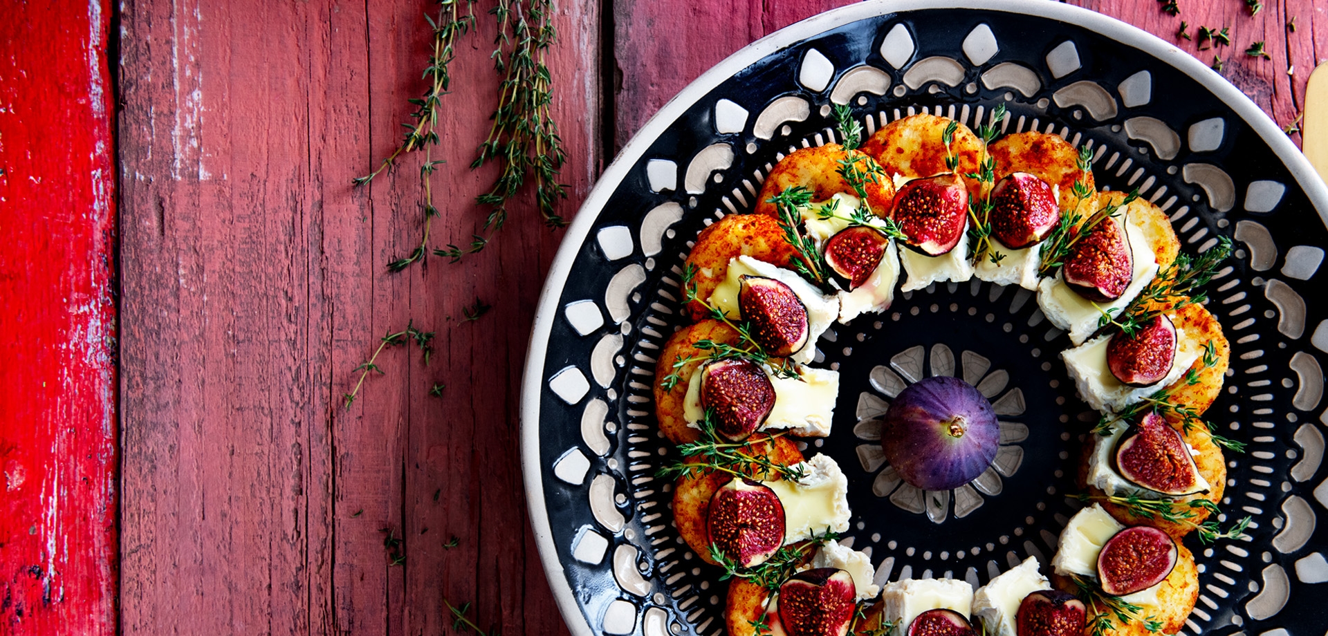 Rösti Rondjes met camembert en geroosterde balsamico vijgen